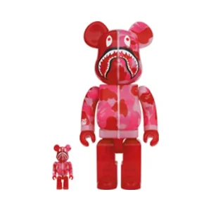 Bearbrick x BAPE ABC Camo Shark 100% & 400% Set Clear Red